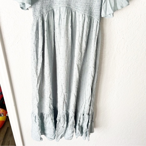 Orange Creek Dress Women's Medium Smocked Flutter Sleeve Swiss Dot Maxi Prairie - Picture 3 of 8